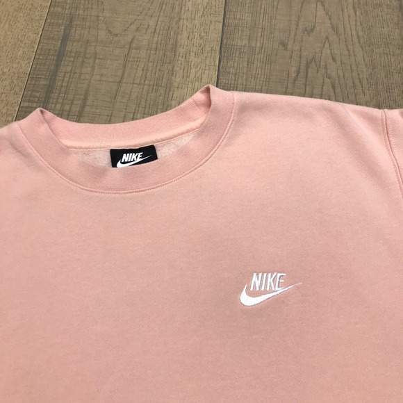 Nike Sweatshirt Mens Size M Orange Crew Neck Sportswear Club Fleece Gym Peach - Picture 4 of 10